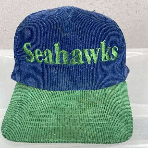 Seattle Seahawks Hat  Corduroy Green Blue NFL Retro Starline Vintage Snapback - Picture 1 of 14